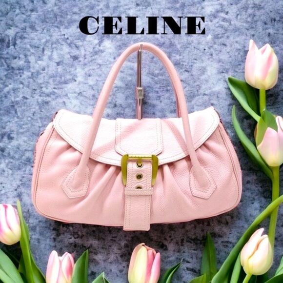 AUTHENTIC CELINE SHOULDER HAND BAG SATCHEL PINK LEATHER - Picture 4 of 12